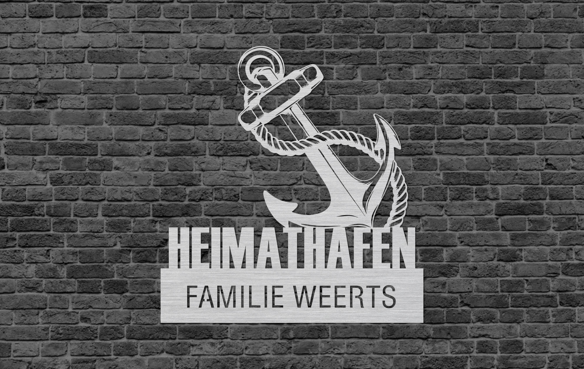 Monogramm Heimathafen mit Familienname