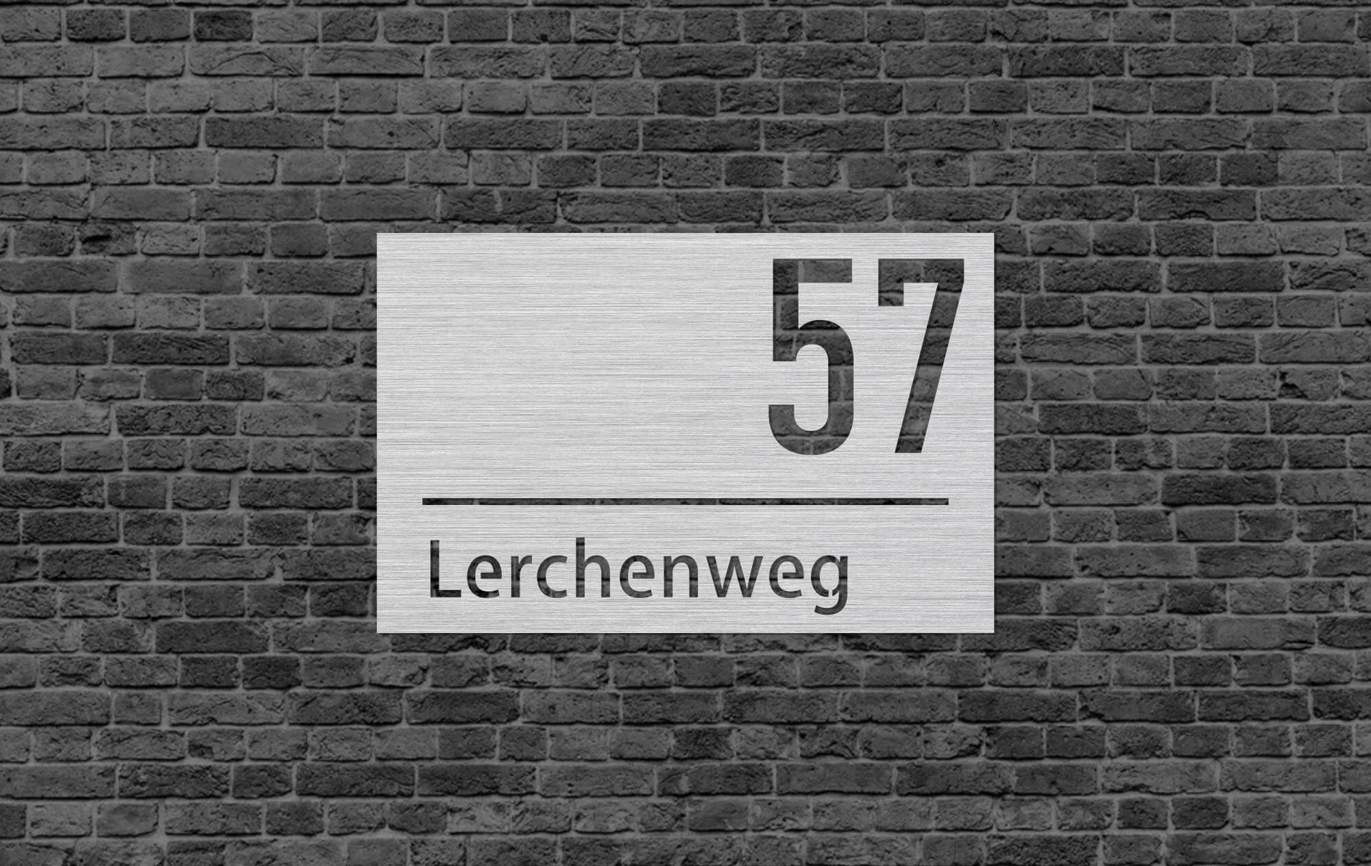 Hausnummernschild quadratisch Nummer mit Straßennamen